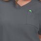 Women's 2-Pocket V-Neck Tuck-In Aura Top - C100 - Pewter