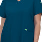 Women's 3-Pocket V-Neck Cardi Top - C101 - Caribbean Blue