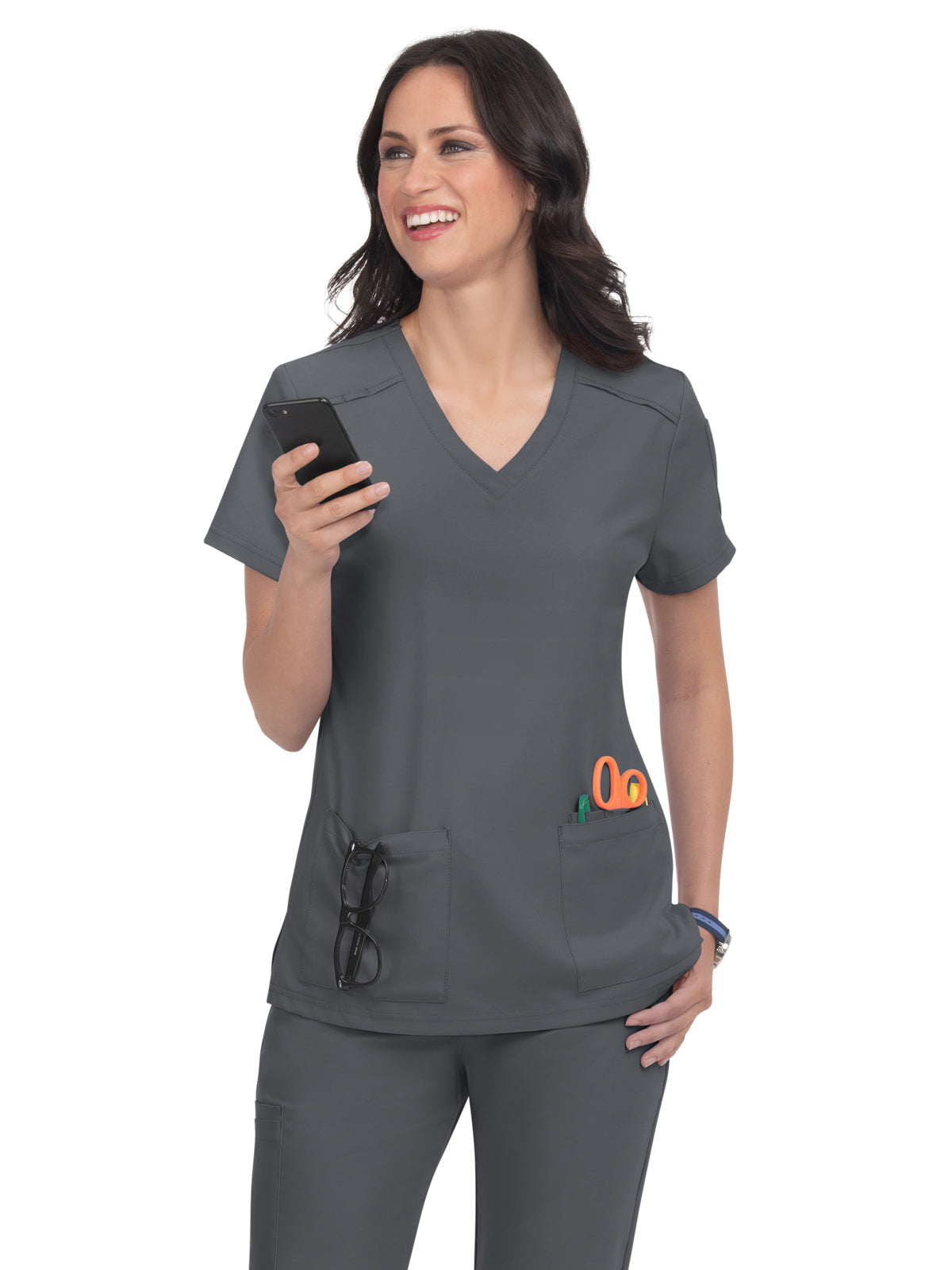 Women's 3-Pocket V-Neck Cardi Scrub Top