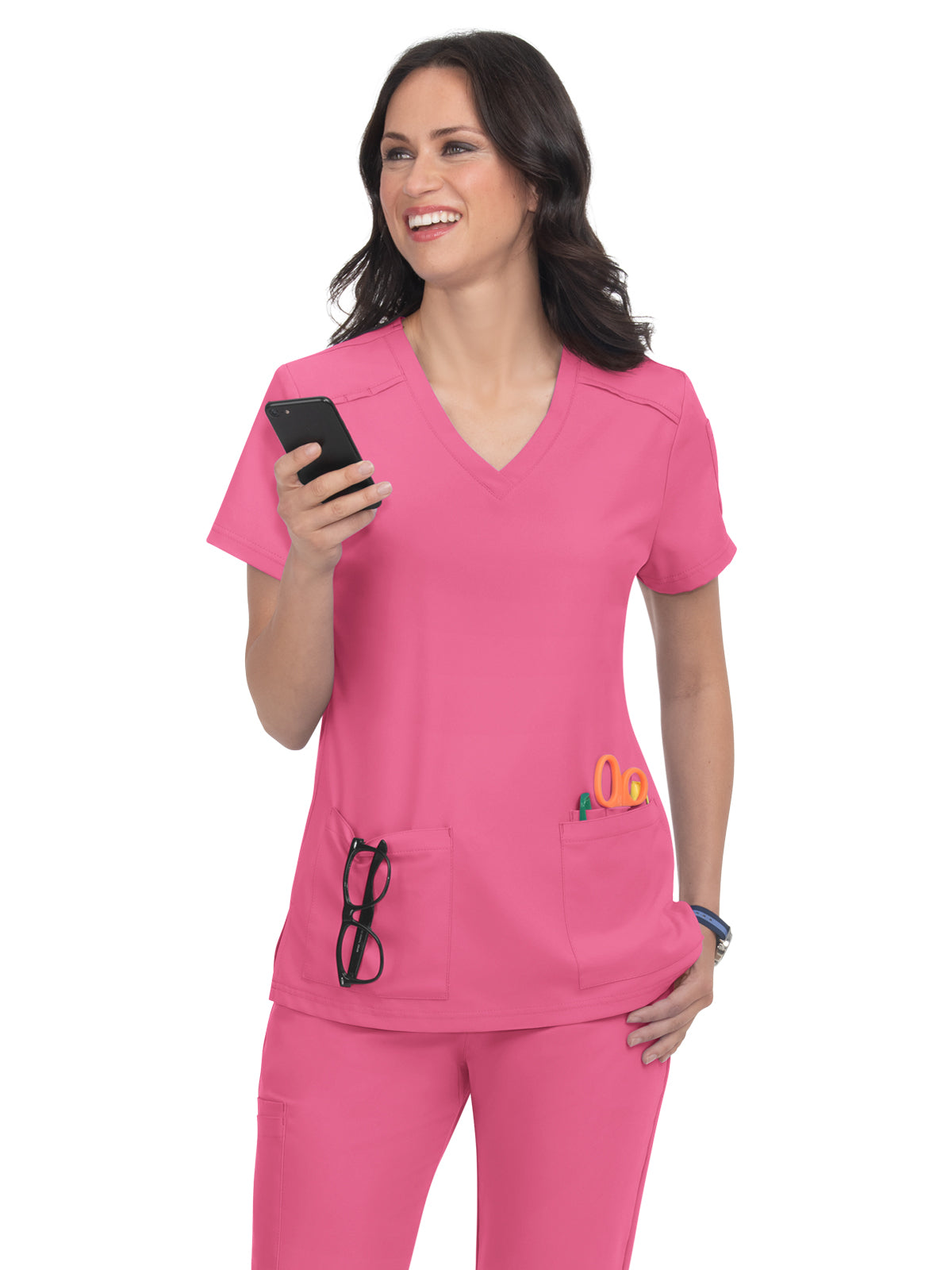 Women's 3-Pocket V-Neck Cardi Scrub Top