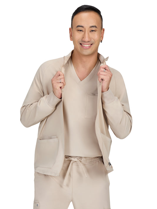 Men's 3-Pocket Zipper-Front Alpha Jacket - C401 - Khaki