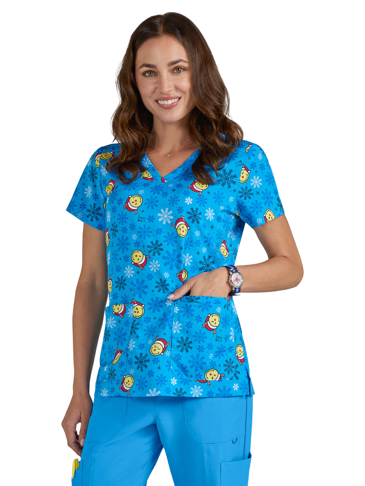 Women's Printed 3-Pocket V-Neck Adoring Scrub Top