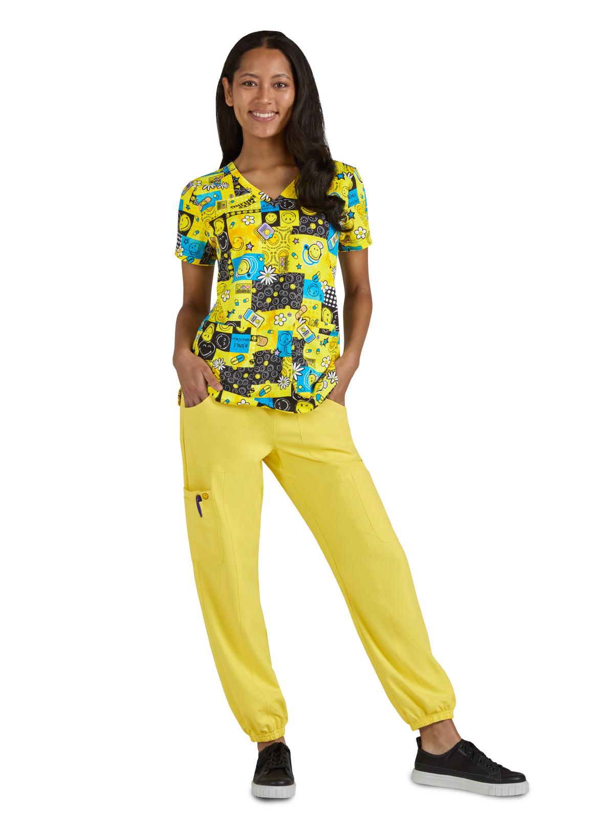 Women's Printed 3-Pocket V-Neck Adoring Scrub Top