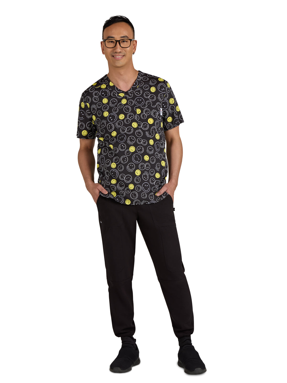 Men's Printed Classic V-Neck Scrub Top