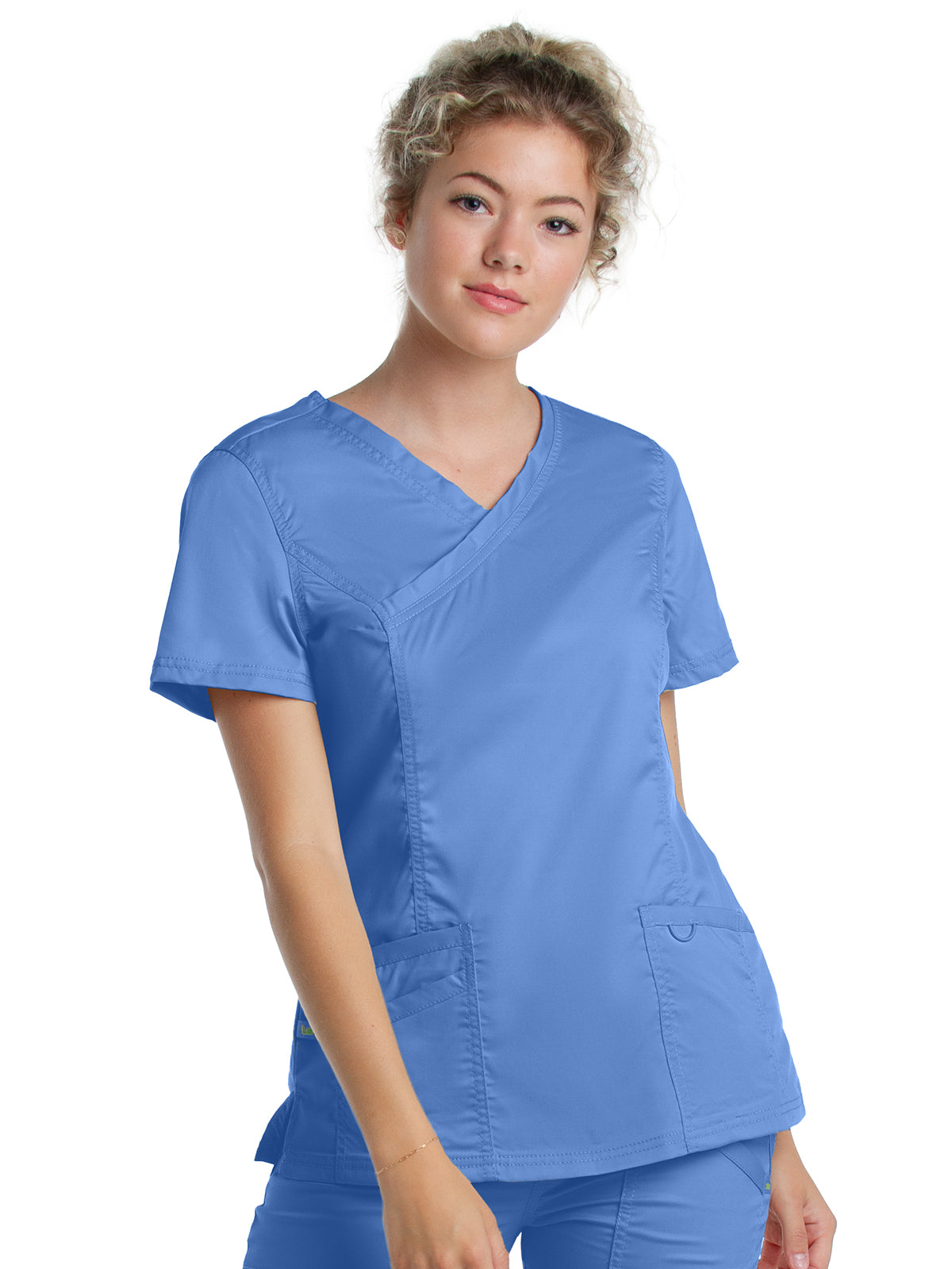 Women's 3-Pocket Mock Wrap Neck Scrub Top