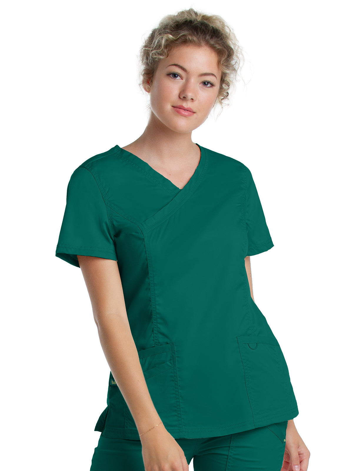 Women's 3-Pocket Mock Wrap Neck Scrub Top