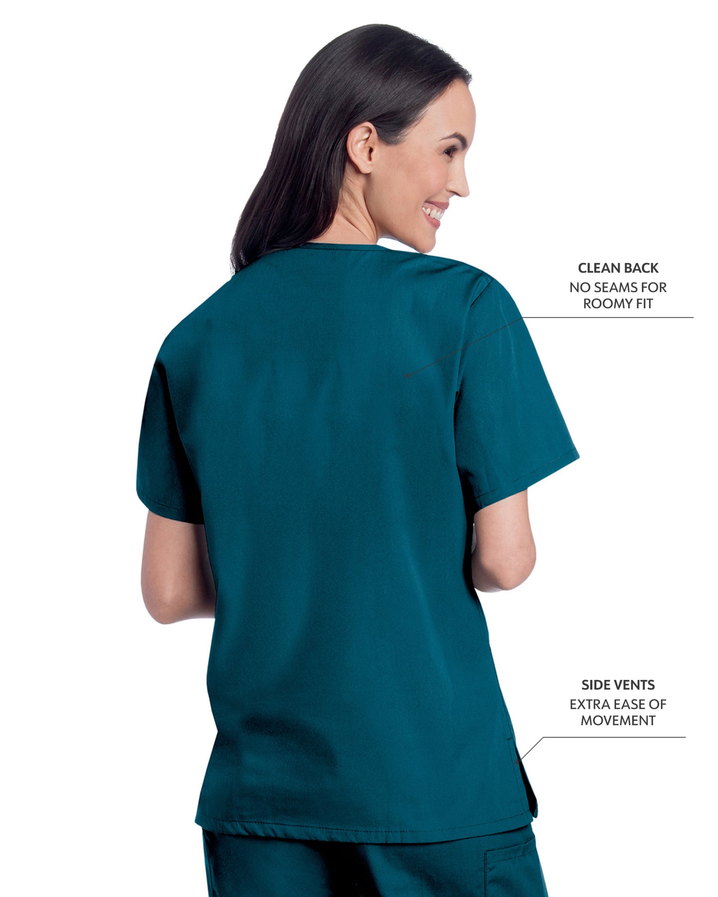 Women's 3-Pocket Clean Back V-Neck Scrub Top