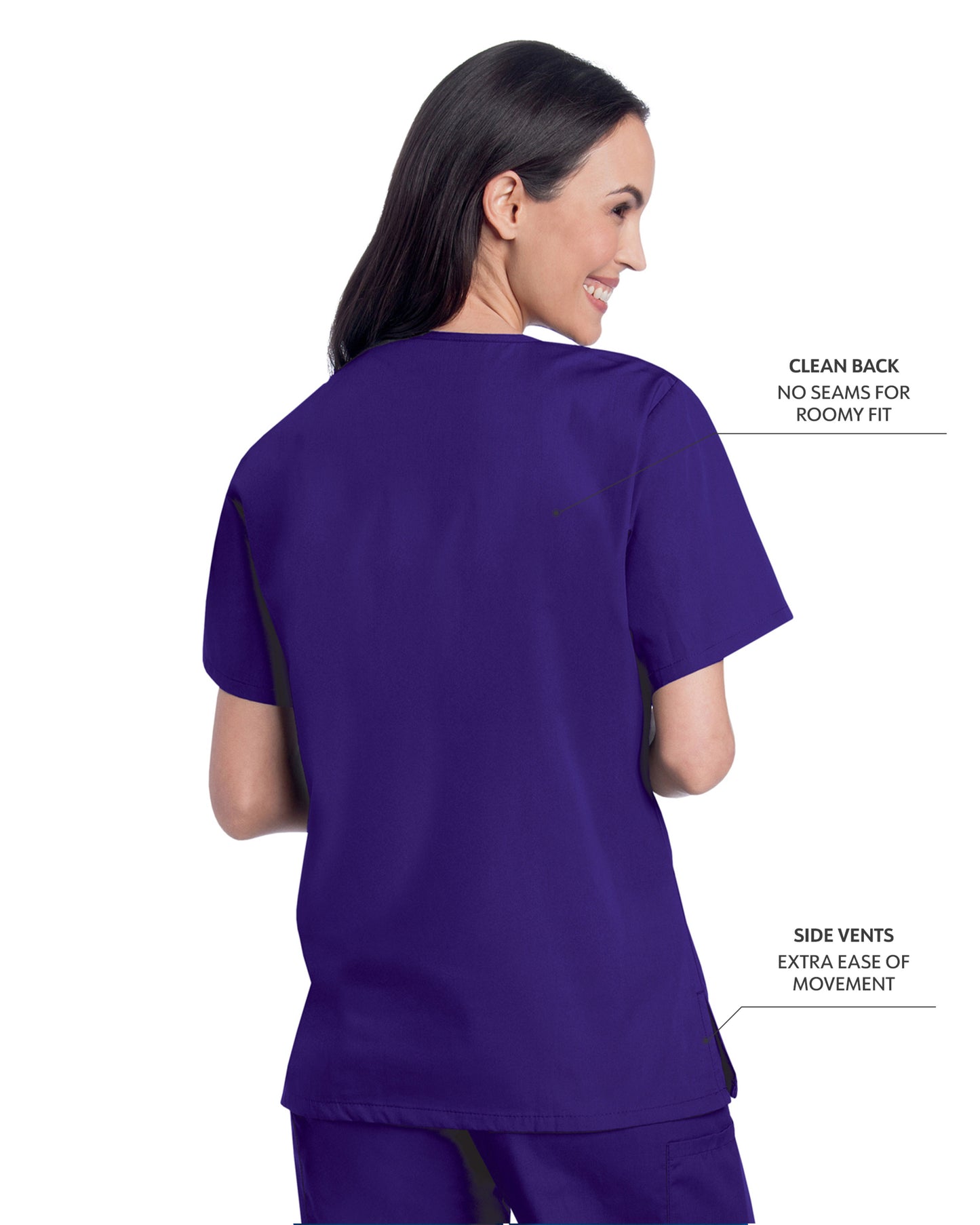 Women's 3-Pocket Clean Back V-Neck Scrub Top