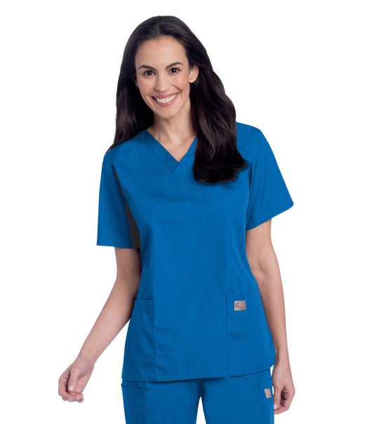 Women's 3-Pocket Clean Back V-Neck Scrub Top