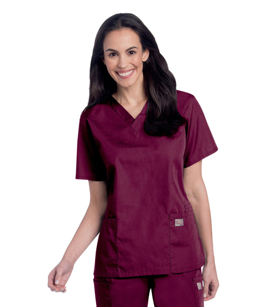 Women's 3-Pocket Clean Back V-Neck Scrub Top