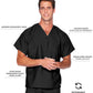 Unisex Reversible 1-Pocket V-Neck Top - 7502 - Black