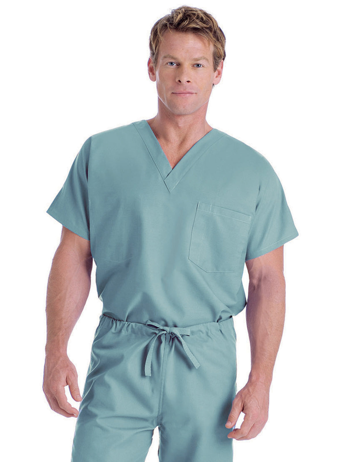 Unisex Reversible 1-Pocket V-Neck Top - 7502 - Sea Mist