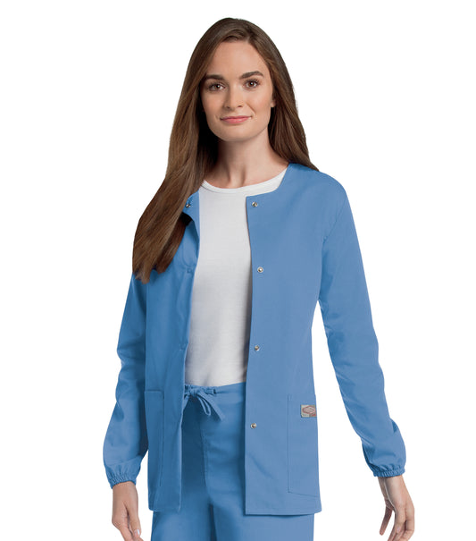 Women's 3-Pocket Crew Neck Warm-Up Scrub Jacket