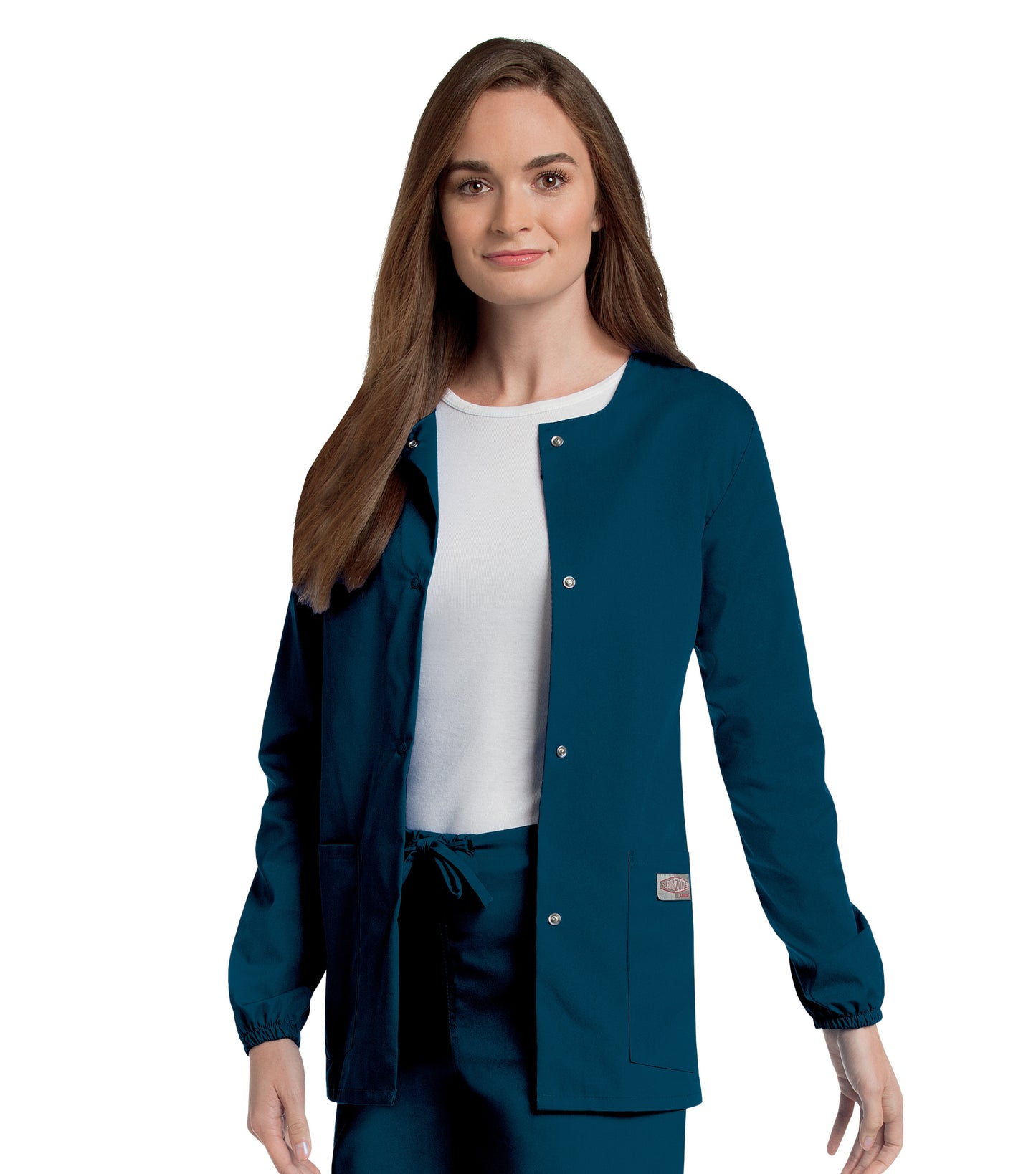 Women's 3-Pocket Crew Neck Warm-Up Scrub Jacket