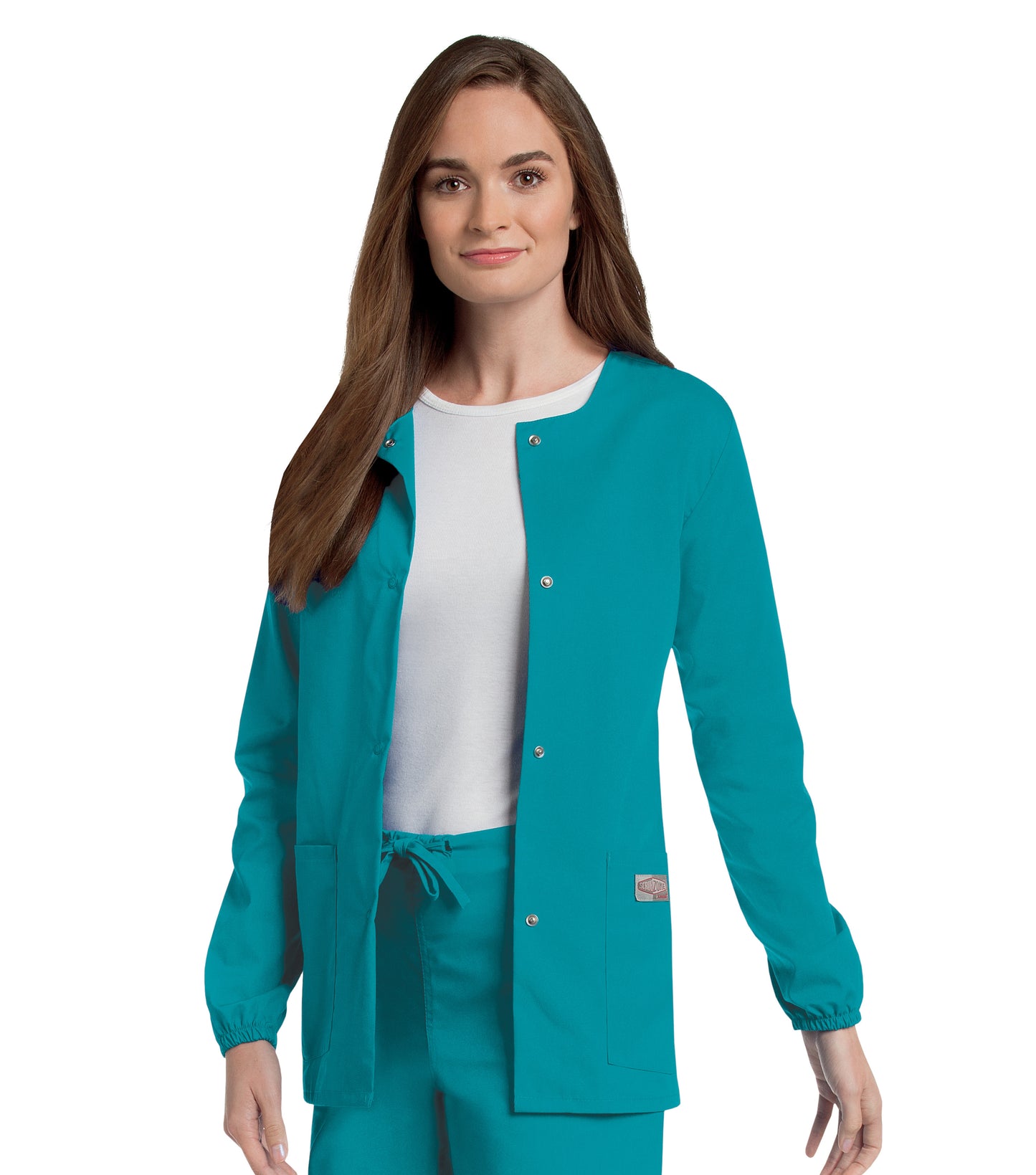 Women's 3-Pocket Crew Neck Warm-Up Scrub Jacket