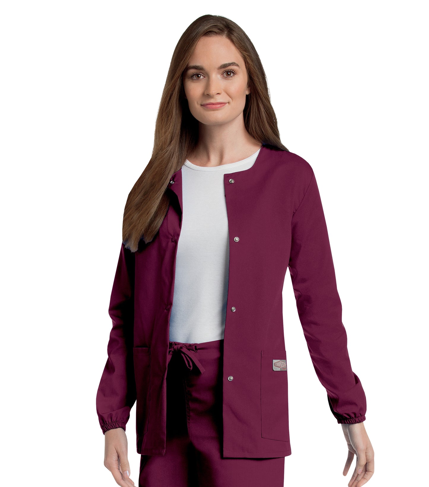 Women's 3-Pocket Crew Neck Warm-Up Scrub Jacket