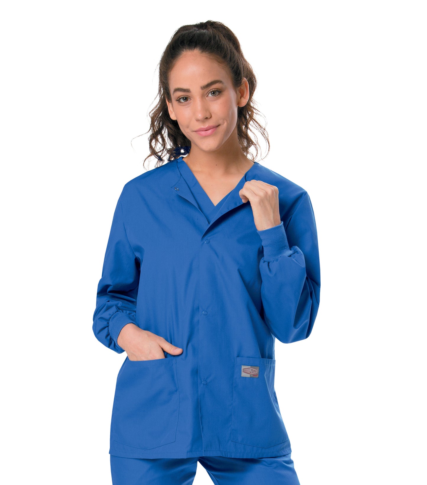 Unisex 3-Pocket Snap-Front Warm-Up Scrub Jacket