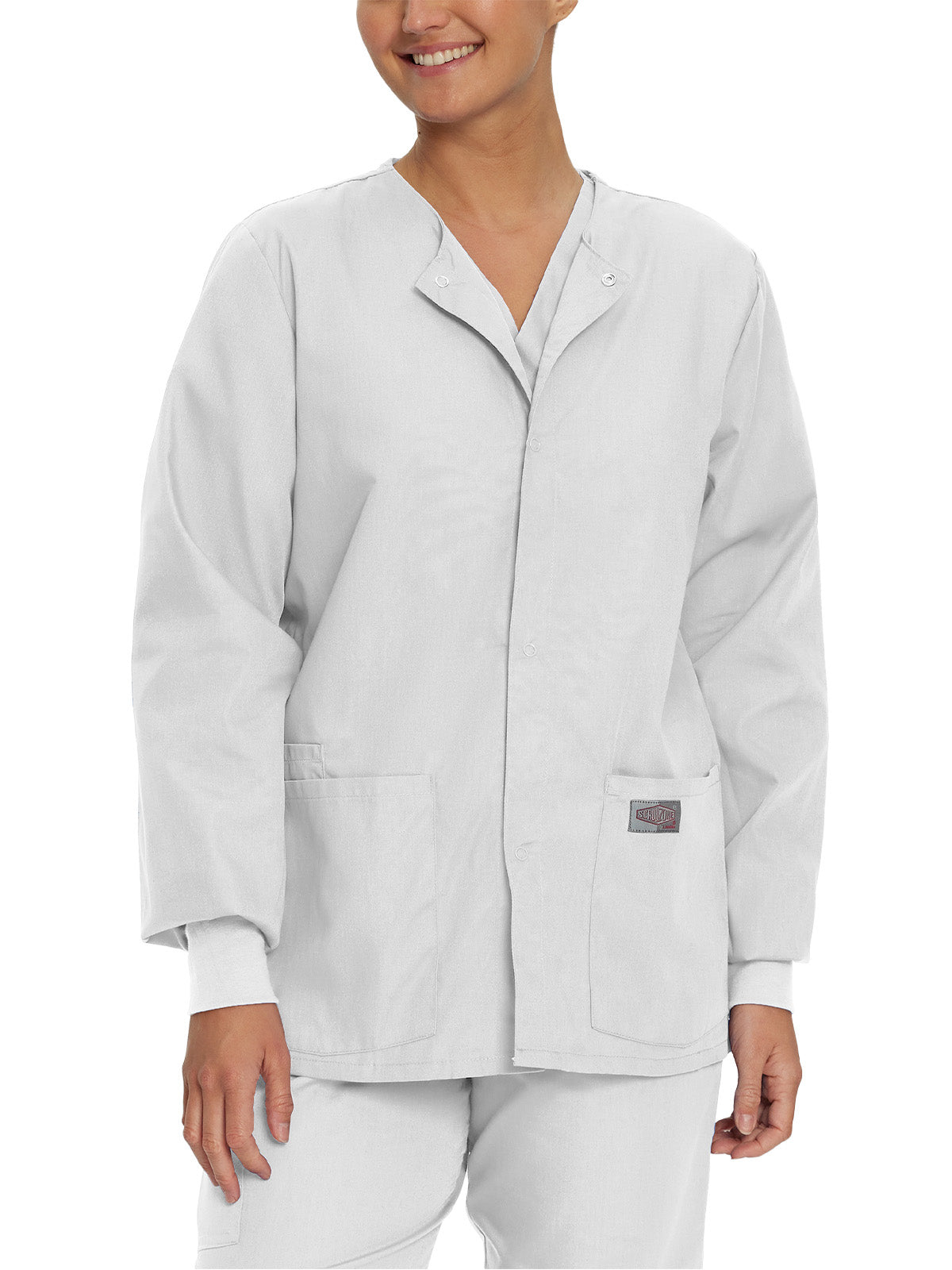 Unisex 3-Pocket Snap-Front Warm-Up Scrub Jacket