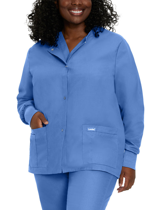 Women's 4-Pocket Crew Neck Warm-Up Scrub Jacket