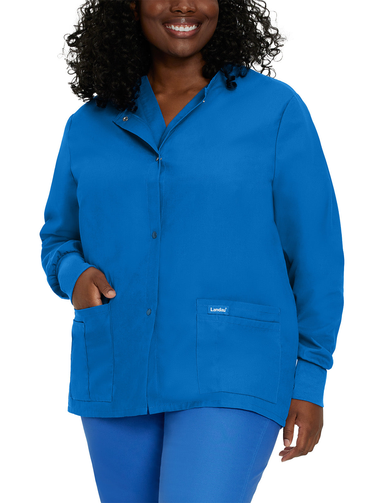 Women's 4-Pocket Crew Neck Warm-Up Jacket - 7525 - Royal Blue