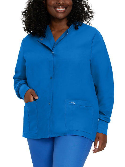 Women's 4-Pocket Crew Neck Warm-Up Scrub Jacket