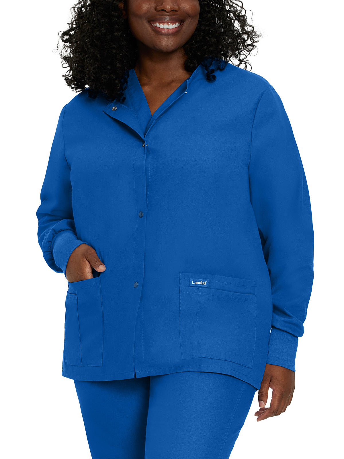 Women's 4-Pocket Crew Neck Warm-Up Scrub Jacket