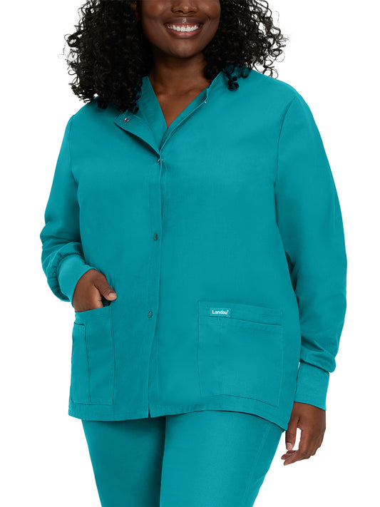 Women's 4-Pocket Crew Neck Warm-Up Scrub Jacket