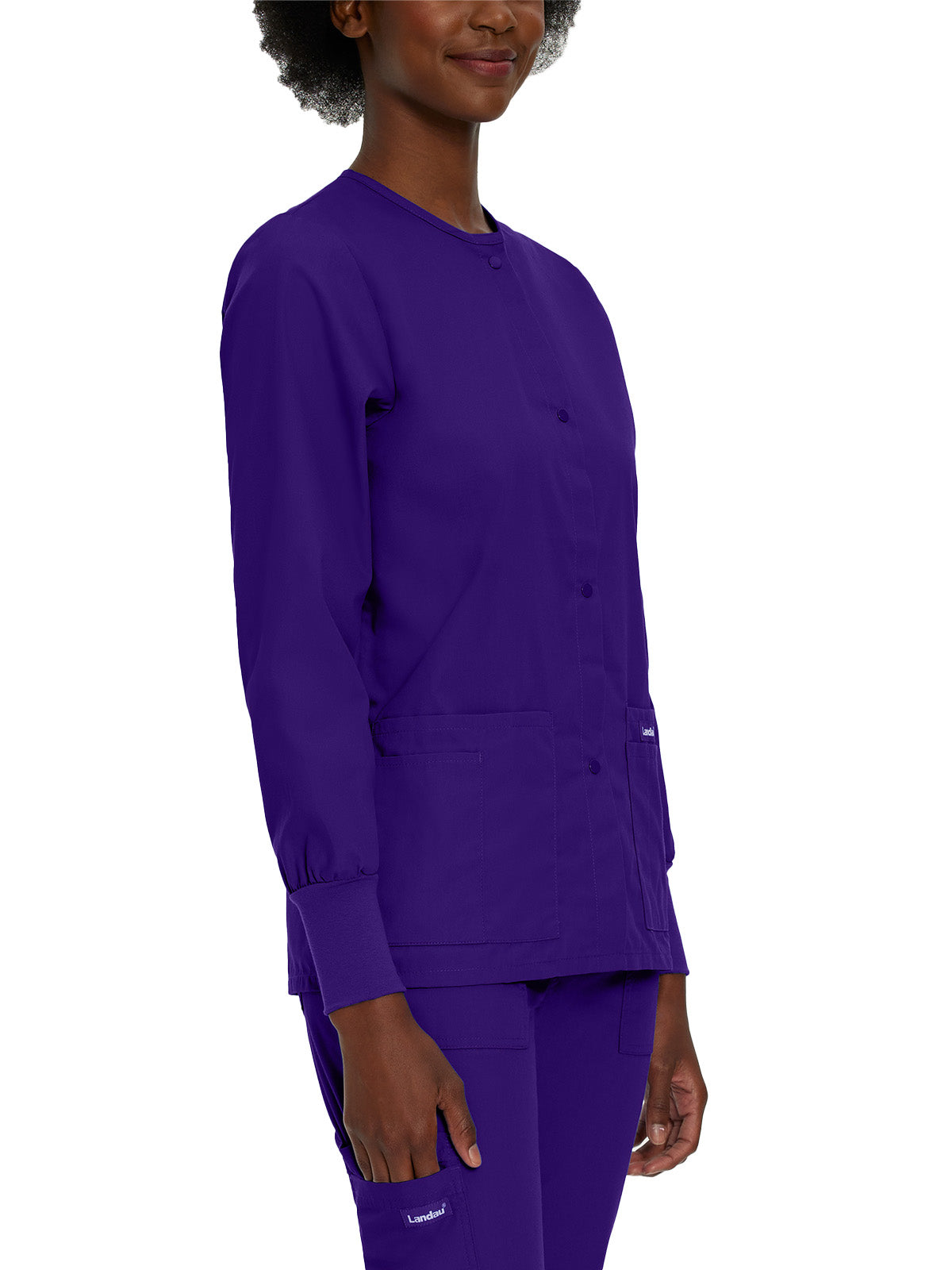 Women's 4-Pocket Crew Neck Warm-Up Scrub Jacket