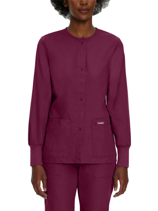 Women's 4-Pocket Crew Neck Warm-Up Scrub Jacket