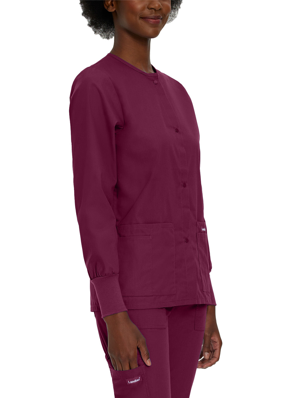 Women's 4-Pocket Crew Neck Warm-Up Jacket - 7525 - Wine