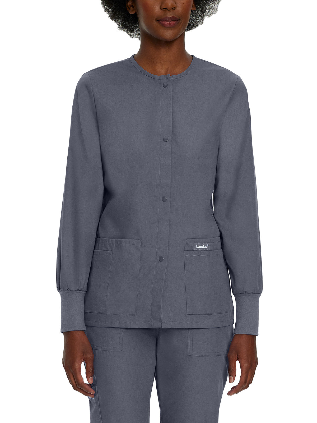 Women's 4-Pocket Crew Neck Warm-Up Scrub Jacket