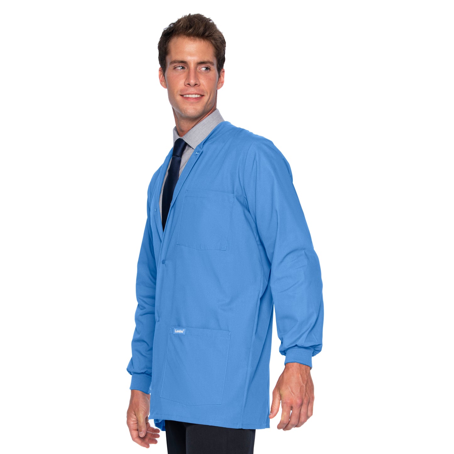 Men's 5-Pocket Crew Neck Warm-Up Scrub Jacket