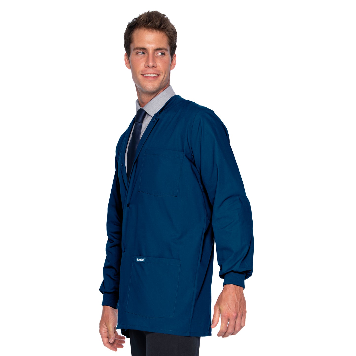 Men's 5-Pocket Crew Neck Warm-Up Scrub Jacket