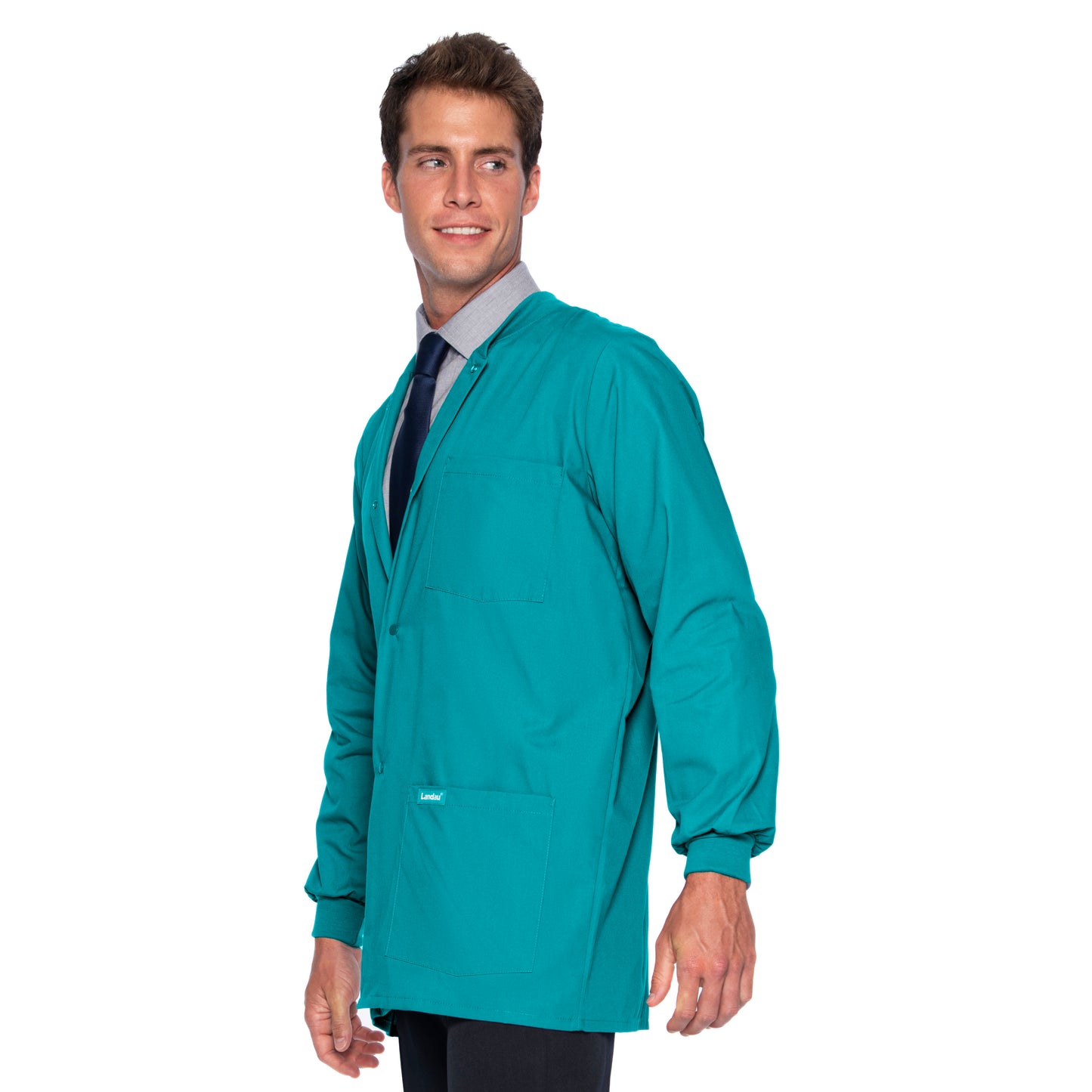 Men's 5-Pocket Crew Neck Warm-Up Scrub Jacket