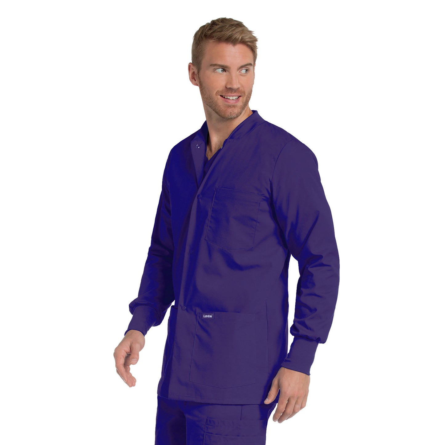 Men's 5-Pocket Crew Neck Warm-Up Scrub Jacket