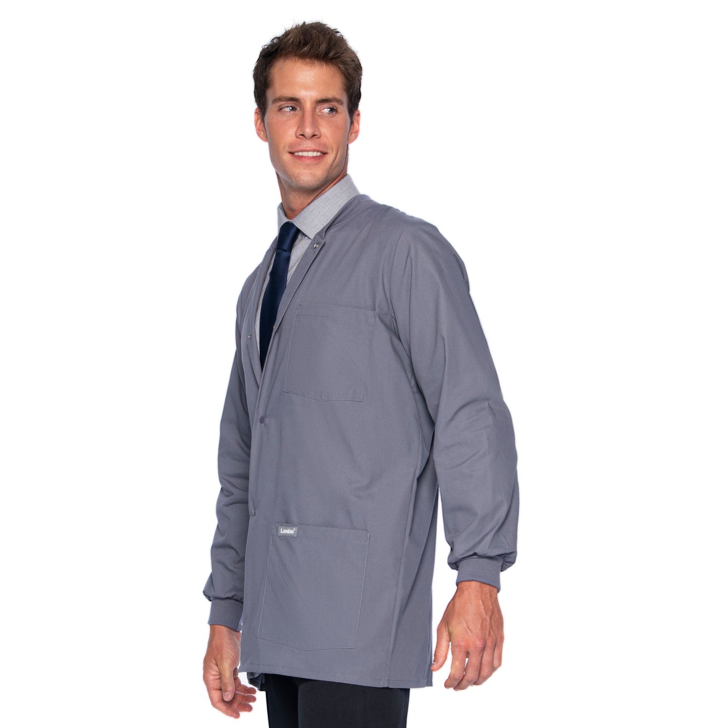 Men's 5-Pocket Crew Neck Warm-Up Scrub Jacket