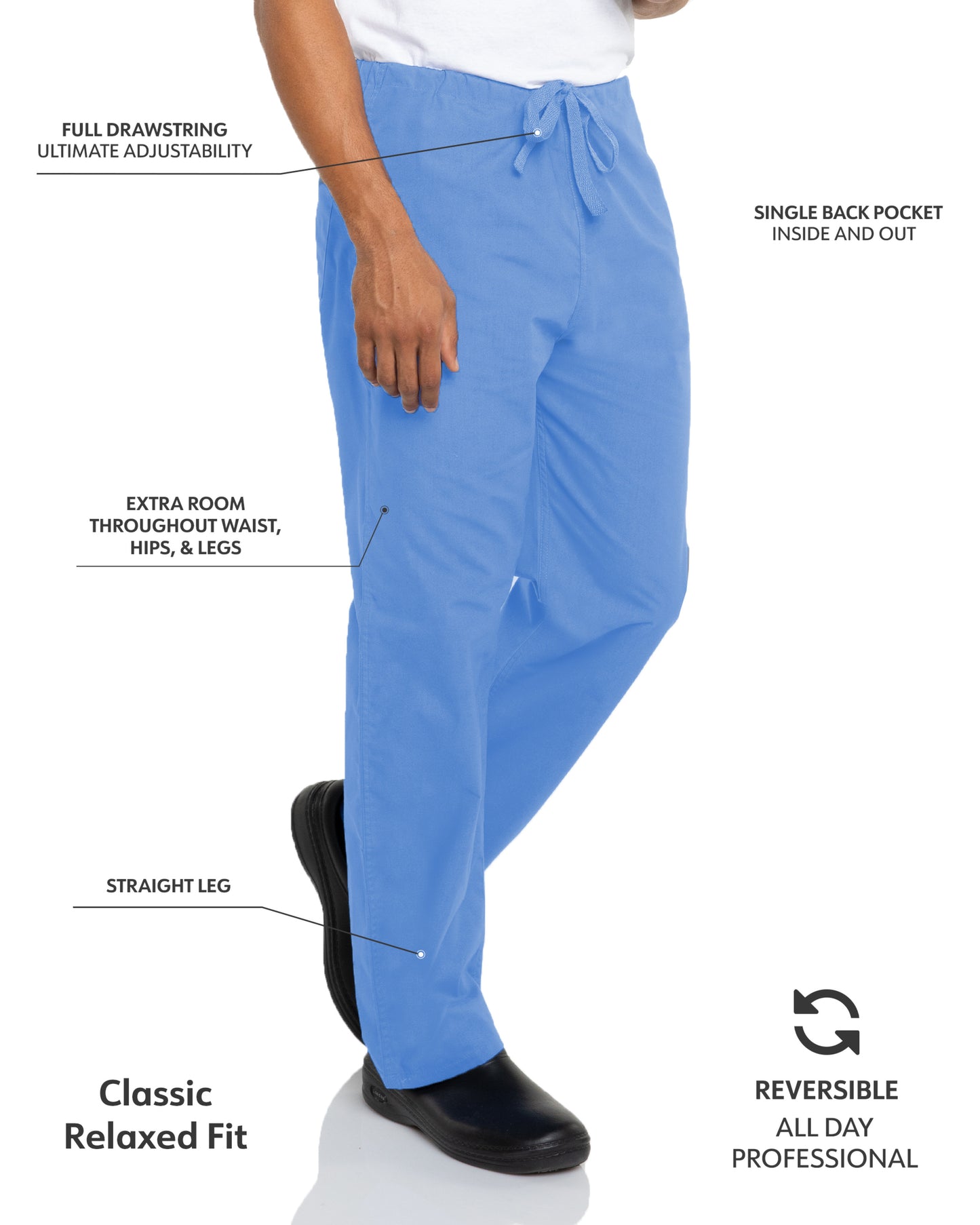 Unisex Reversible High-Rise Waist Scrub Pant