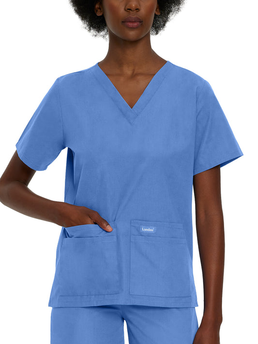 Women's 4-Pocket Durable V-Neck Scrub Top