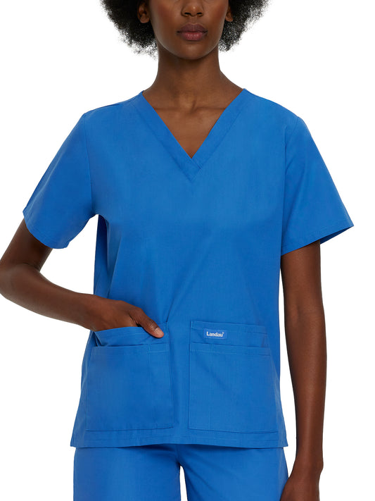 Women's 4-Pocket Durable V-Neck Scrub Top