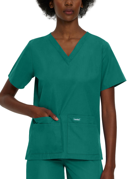 Women's 4-Pocket Durable V-Neck Scrub Top