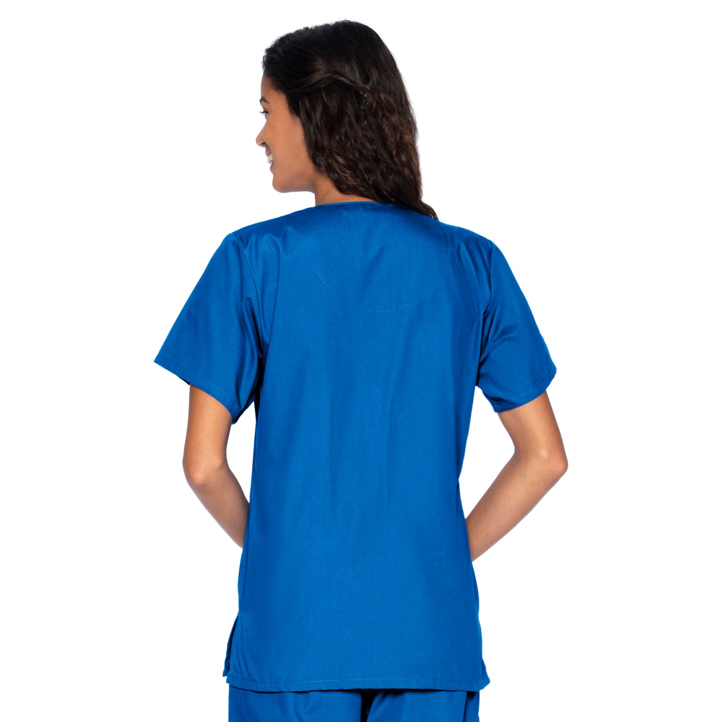 Women's 4-Pocket Snap-Front V-Neck Scrub Top