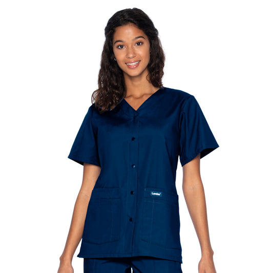 Women's 4-Pocket Snap-Front V-Neck Top