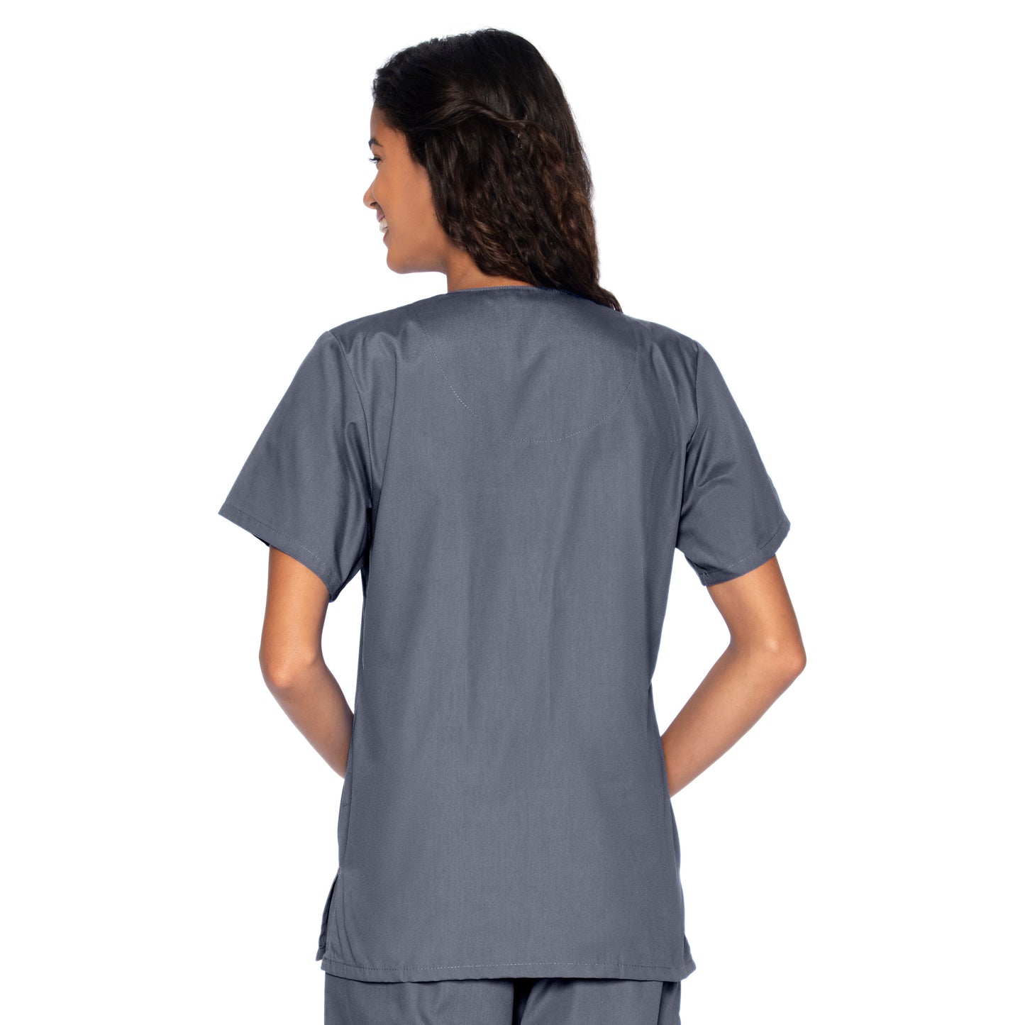 Women's 4-Pocket Snap-Front V-Neck Scrub Top