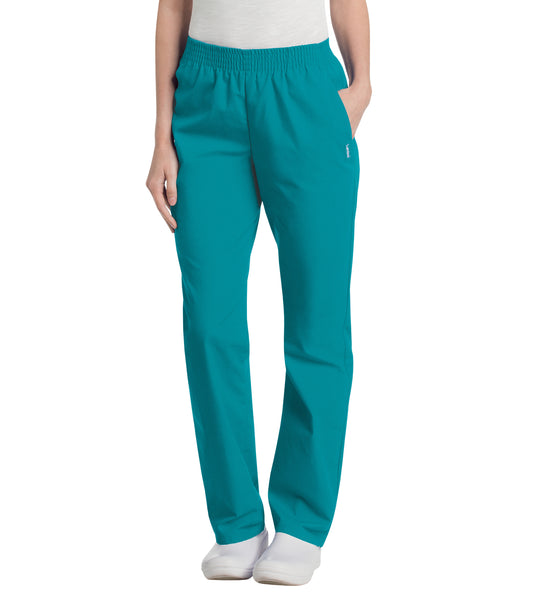 Women's 2-Pocket High-Rise Elastic Waist Straight Leg Scrub Pant