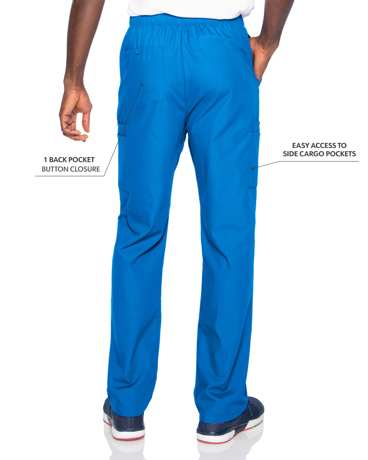 Men's 7-Pocket High-Rise Elastic Waist Cargo Scrub Pant