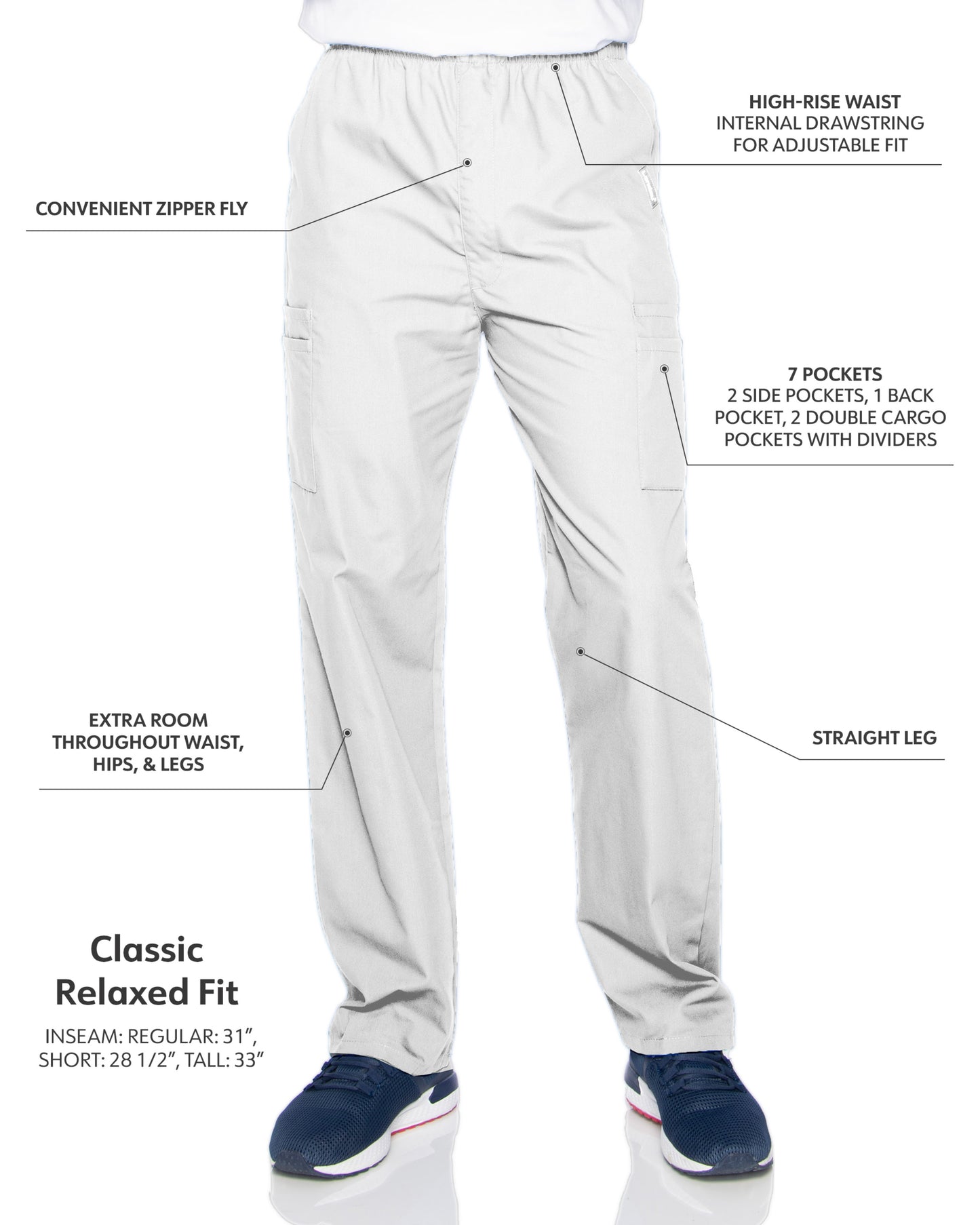 Men's 7-Pocket High-Rise Elastic Waist Cargo Pant