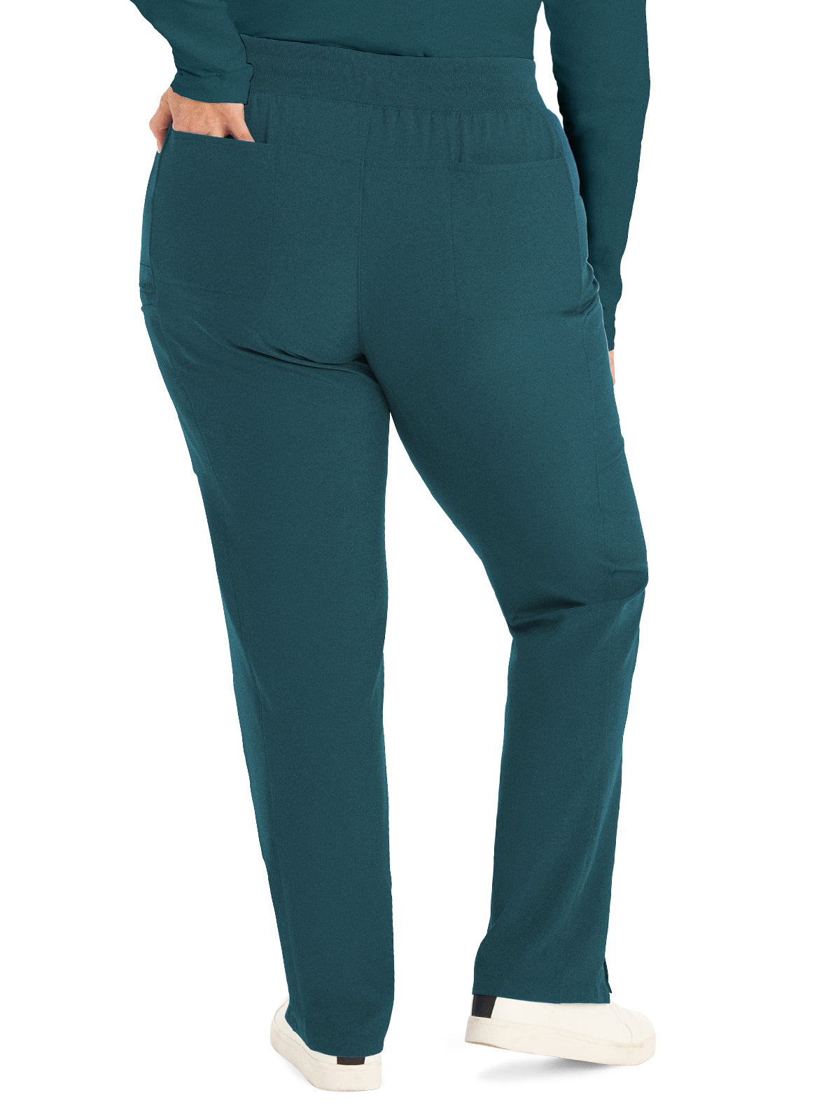 Women's 7-Pocket Mid-Rise Rib-Knit Elastic Waist Cargo Pant