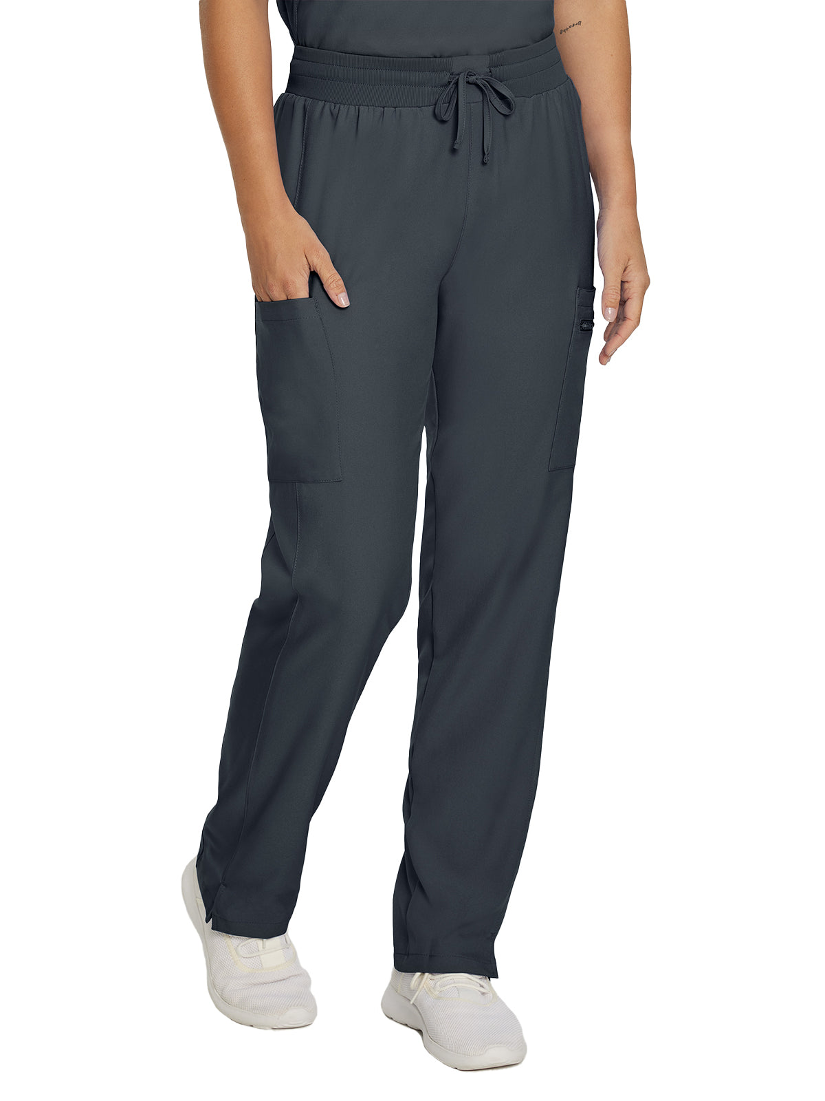 Women's 7-Pocket Mid-Rise Rib-Knit Elastic Waist Cargo Pant