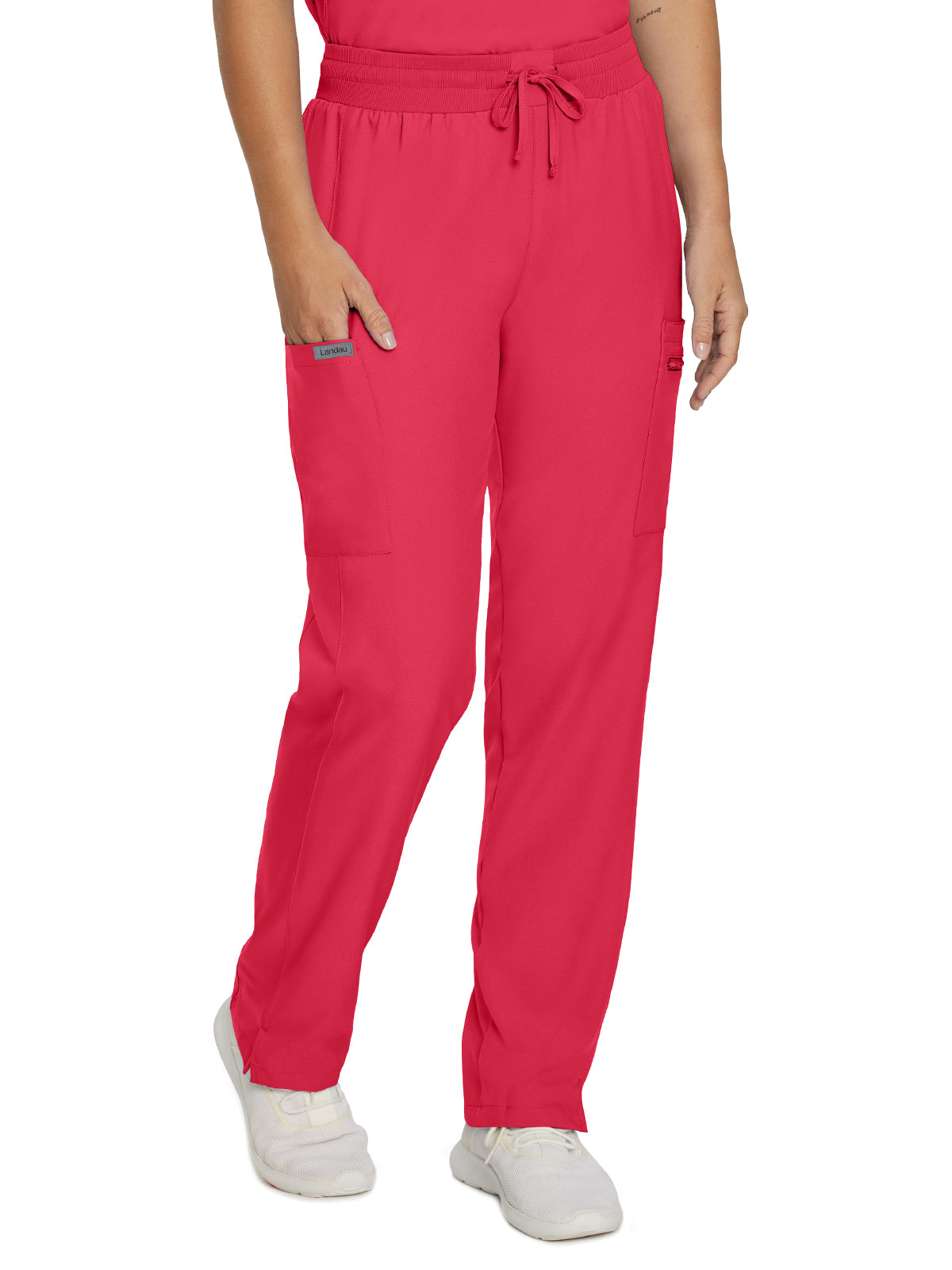 Women's 7-Pocket Mid-Rise Rib-Knit Elastic Waist Cargo Pant