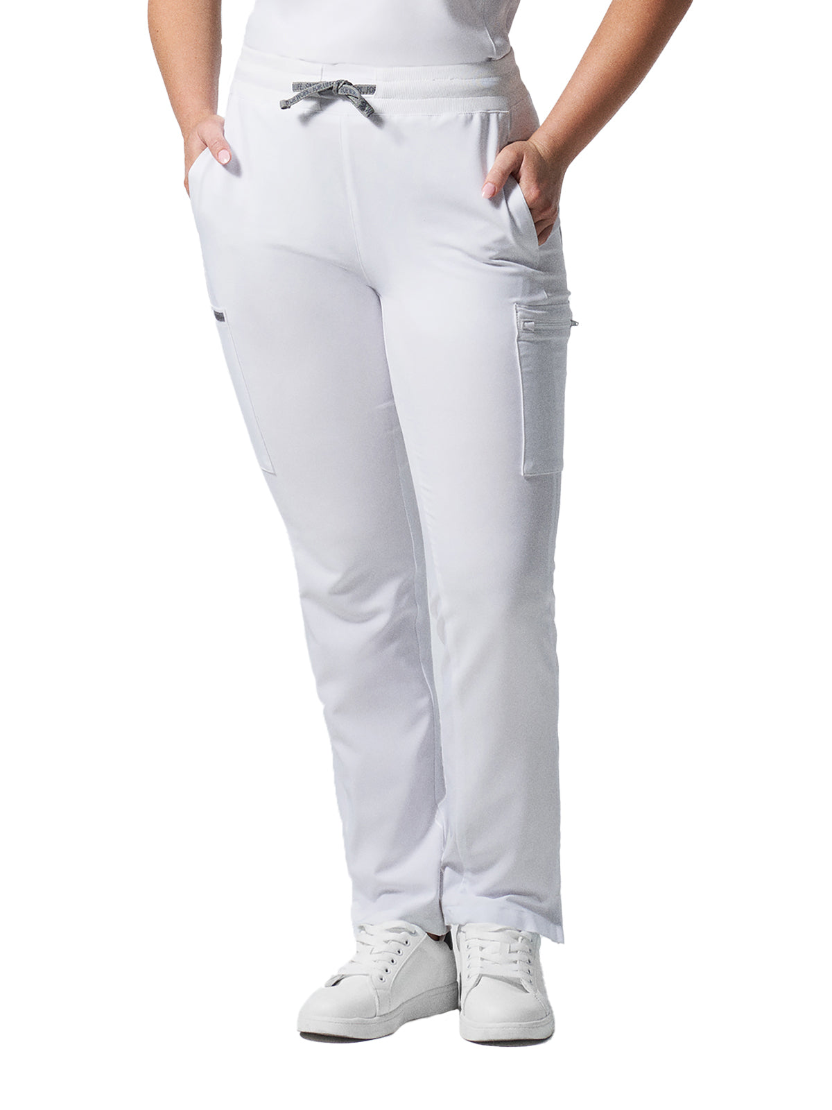 Women's 7-Pocket Mid-Rise Rib-Knit Elastic Waist Cargo Pant